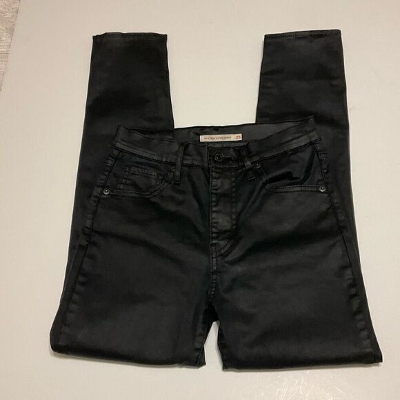 Levis Coated Mile High Super Skinny, Black 5Pocket Jeans, 25 - Picture 2 of 12